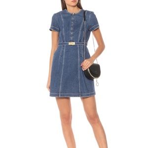 Tory Burch Dress Denim Nadia Zip Belted Cotton